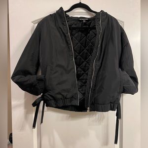 ZARA XS Women’s Black Bomber Jacket w side ties